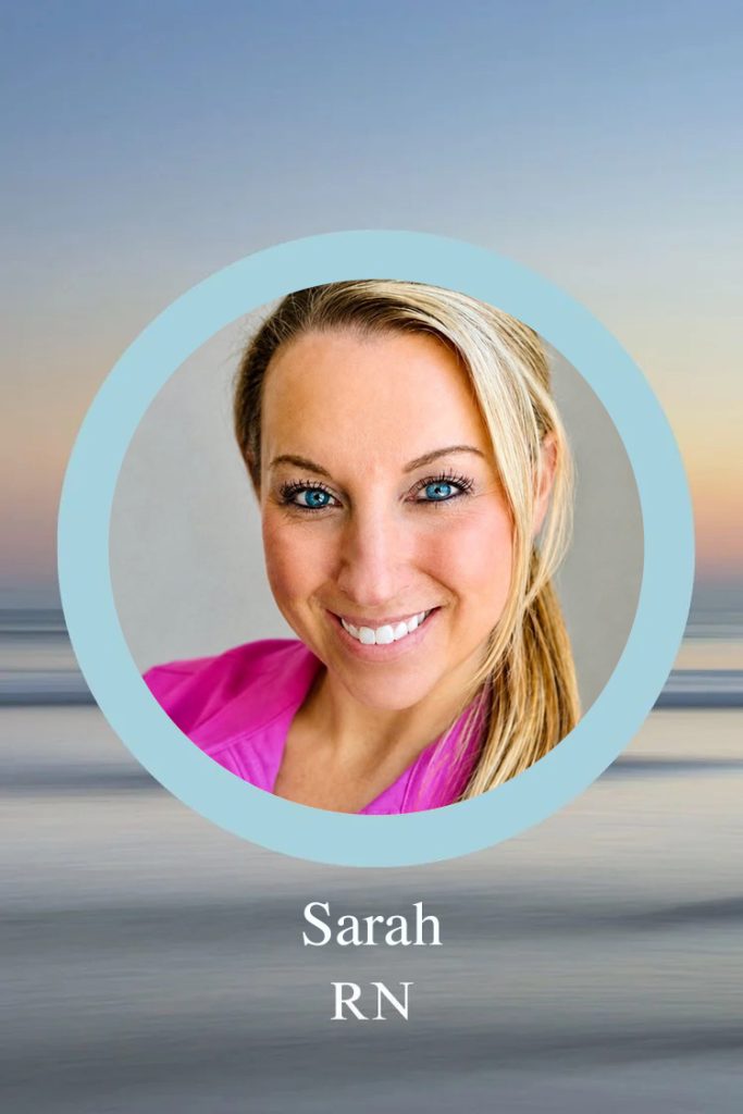 Headshot of Sarah, an RN with Golden Halo nurses.